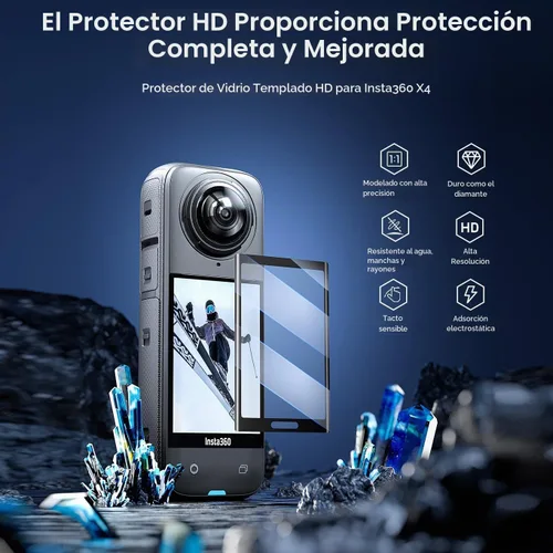 Vista 7 de Insta 360 X4 - Funda de aluminio con marco de metal, protector de lente con tapa de lente de silicona, protector de pantalla para cámara Insta360 X4