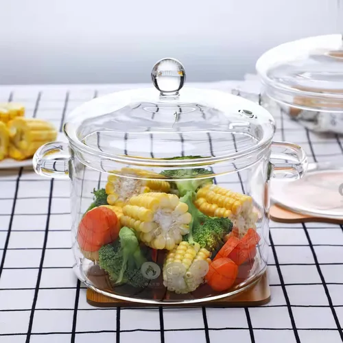 Vista 7 de Olla de vidrio a fuego lento para popurrí, ollas de vidrio transparente para cocinar en la estufa, 1.3L/45 onzas líquidas de vidrio borosilicato