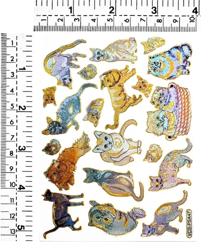 Vista 2 de Paquete de calcomanías con purpurina, 10 hojas de gato persa Japón, lindos animales, calcomanías de dibujos animados, etiqueta de arte