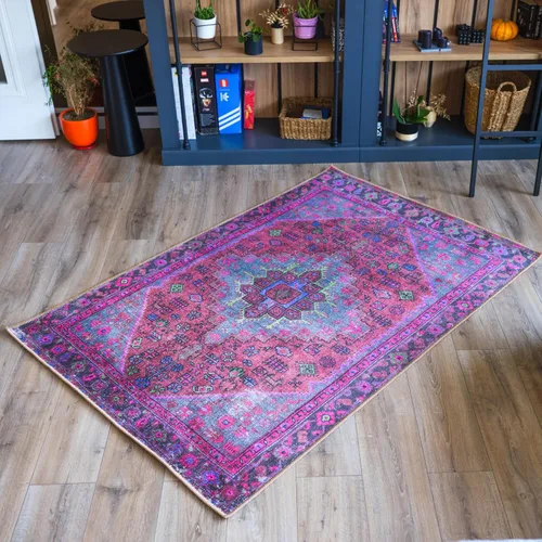 Vista 2 de Alfombra de área de diseño morado, alfombra de entrada, alfombra con estampado floral de animales, alfombra decorativa, fácil de limpiar, alfombra