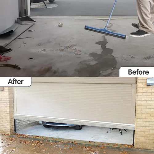 Vista 5 de Sellos de puerta de garaje de goma inferior con kit de base de retención de pistas de aluminio preperforado, kit de sellado de clima de forma de U