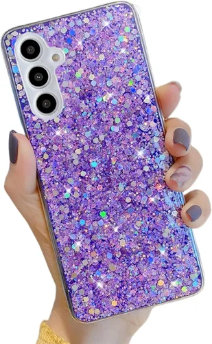 Vista 22 de YTanazing Funda para Samsung Galaxy S24 FE con purpurina, bonita funda con diamantes brillantes para mujeres y niñas, fundas de goma delgada a