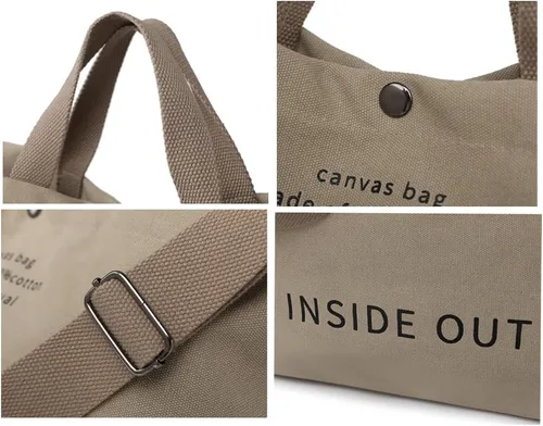 Vista 5 de Huwzder Bolso de hombro de lona grande para mujer, bolso de trabajo casual, bolso cruzado con asa superior, bolso cruzado