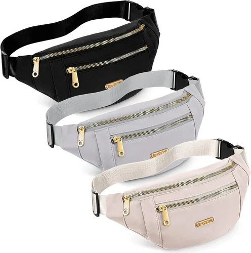 Vista 10 de Riñoneras impermeables de 3 piezas para mujeres y hombres con correa ajustable para la cintura para deportes, correr, ejercicio, caminar, viajar