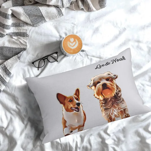 Vista 6 de Funda de almohada con foto personalizada, funda de almohada personalizada de gatos y perros, fundas de cojín impresas de dos caras de 14 x 20
