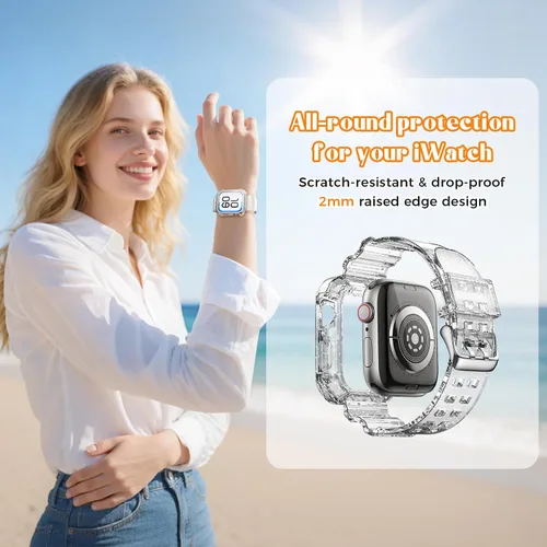 Vista 4 de NotoCity - Bandas transparentes para Apple Watch de 38 mm, 40 mm, 41 mm con estuche protector resistente transparente, compatible con Series 9, 8