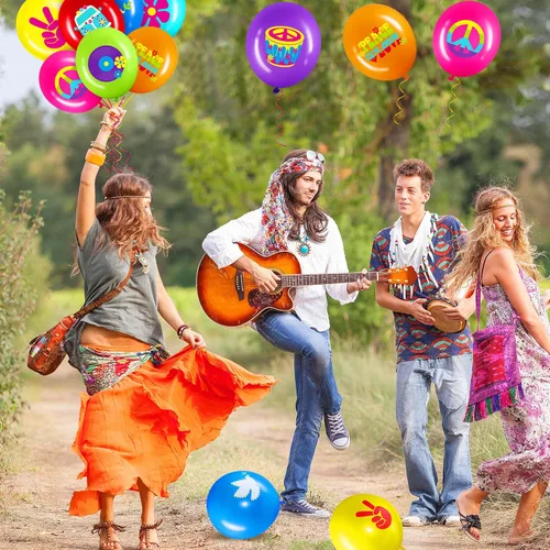 Vista 3 de Aoriher - Paquete de 40 globos hippie de los años 60, decoraciones