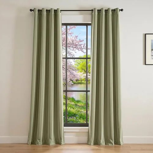 Vista 28 de Lazzzy Cortina opaca de terciopelo azul con aislamiento térmico para dormitorio, sala de estar, oscurecimiento de privacidad, cortinas de terciopelo