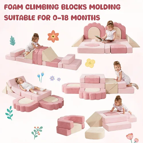 Vista 9 de Juguetes de espuma para trepar para niños pequeños, juego de actividades de escalada y gateo de 13 piezas, bloques de escalada suaves para niños