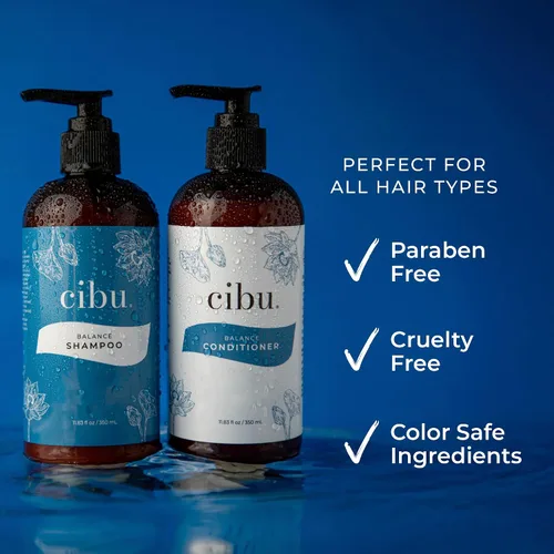 Vista 3 de CIBU Paquete de champú y acondicionador Balance 90003 Fórmula rica en nutrientes hidrata, fortalece y repara el cabello seco Sin sulfatos Deja