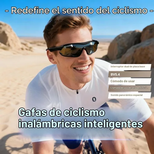 Vista 2 de Gafas de sol polarizadas Bluetooth para hombres y mujeres, protección UV, altavoces de oído abierto, micrófono integrado, lentes inteligentes