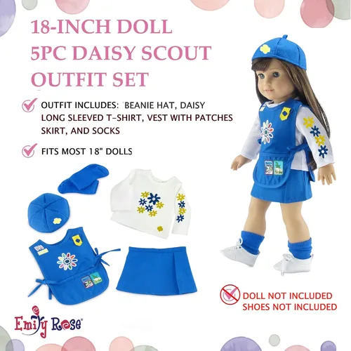 Vista 4 de Emily Rose Paquete económico de ropa de muñeca de 18 pulgadas (3) uniformes de Girl Scout, incluyendo conjuntos de disfraz de margarita, brownie