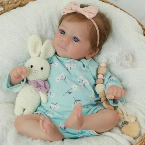 Vista 3 de SCOM Muñecas Reborn de bebé realista Niña - Felicia, Muñecas recién nacidas realistas de 17 pulgadas con cuerpo de tela suave ponderado, Muñecas