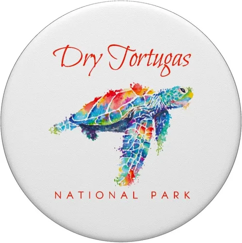Vista 3 de Dry Tortugas Parque Nacional Acuarela Tortugas Marinas PopSockets intercambiables PopGrip