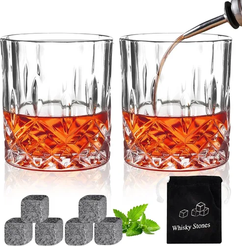 Vista 7 de Vasos de whisky Old Fashioned de 10 onzas, juego de 6 vasos de whisky de borbón, vasos para beber para coñac, cóctel, ron bourbon, brandy bar