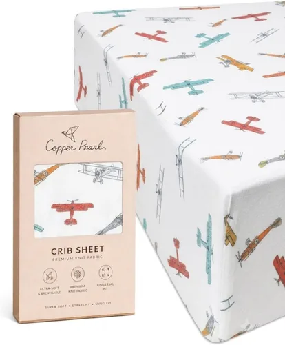 Vista 51 de Copper Pearl: Sábanas de punto prémium para cuna de bebé para niños y niñas, transpirables y suaves, sábanas ajustables para colchones estándar