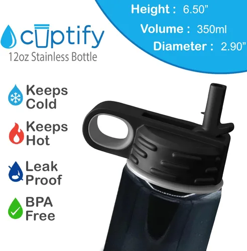 Vista 75 de Cuptify Botella de agua para niños personalizada con nombre en botella de agua aislada con anillo brillante verde de 12 onzas Verde brillante