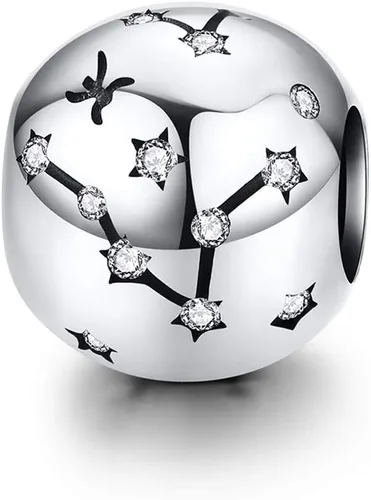 Vista 21 de Abalorio de constelación de plata de ley 925 con piedra natal para pulsera Pandora, regalo para aniversario, cumpleaños, Navidad Acuario A