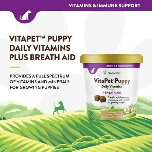 Vista 3 de NaturVet VitaPet Puppy Vitaminas diarias para perros - Además de ayuda para el aliento - Formulado específicamente para proporcionar a los cachorros