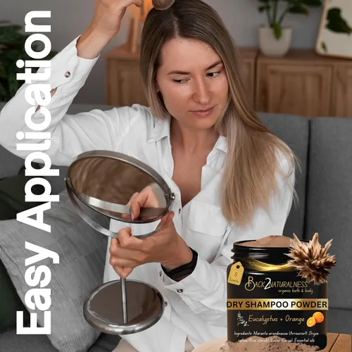 Vista 6 de Champú seco en polvo, champú en polvo seco totalmente natural para mujeres, aroma voluminizador de polvo de bebé sin aerosol, polvo orgánico