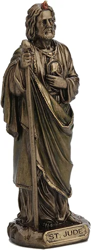 Vista 3 de Veronese Design Estatua miniatura de resina de San Judas el Apóstol de 3 3/8" pintada a mano con acabado de bronce