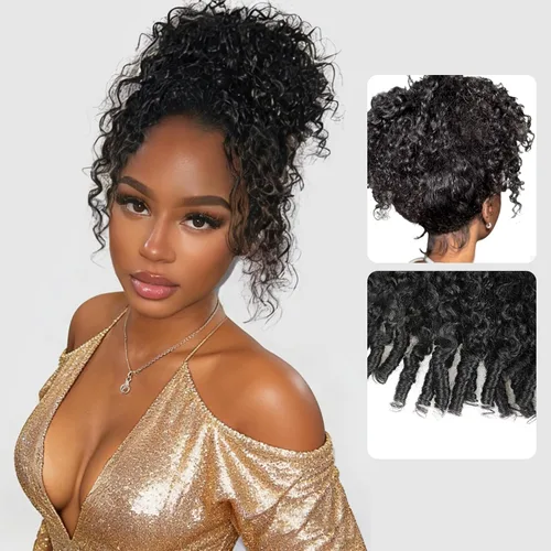 Vista 44 de Pull Go Full - Pelucas de cabello humano rizado birmano de 13 x 6 pulgadas, precortadas previamente cortadas, densidad 210, encaje frontal HD