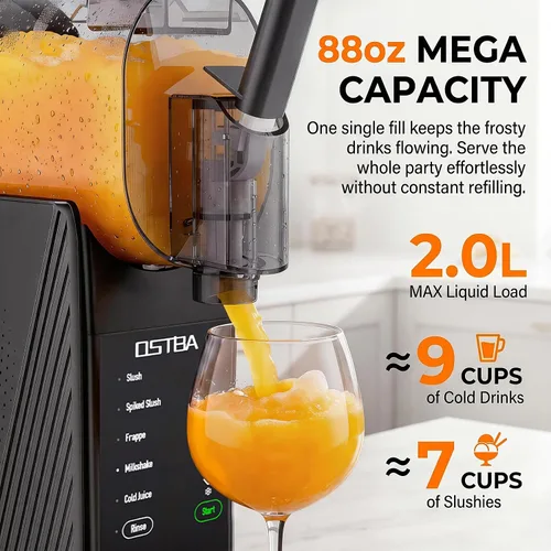 Vista 2 de OSTBA Máquina de granizado de 88oz para el hogar, no necesita hielo, fabricante de bebidas congeladas