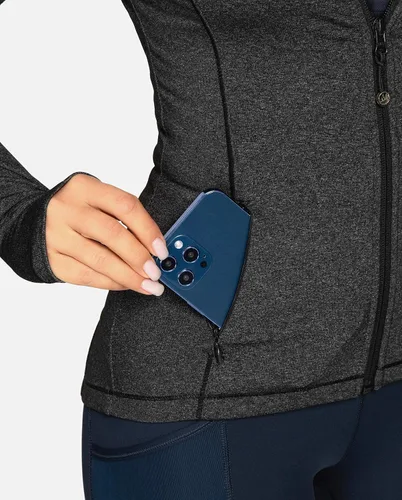 Vista 3 de QUEENIEKE Chaquetas de correr para mujer con cremallera, chaquetas atléticas ajustadas para entrenamiento, gimnasio, yoga, pista, con bolsillos