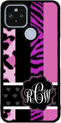 Vista 9 de Funda de goma negra con monograma de cebra de leopardo animal compatible con Google Pixel 10, 10 Pro, 10 Pro XL, 9a, 9 Pro, Pixel 9, Pixel 9 Pro XL