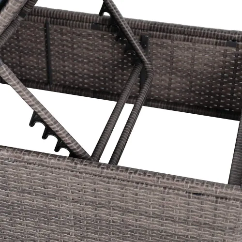 Vista 10 de Patiorama Tumbona para patio al aire libre, elegante silla tumbona reclinable ajustable de ratán para piscina con cojín, mimbre de polietileno gris