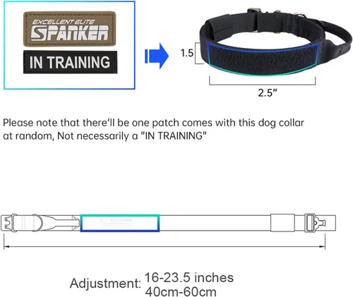 Vista 2 de EXCELLENT ELITE SPANKER Collar táctico para perro, ajustable, militar, resistente, con hebilla de metal y asa de control (negro)