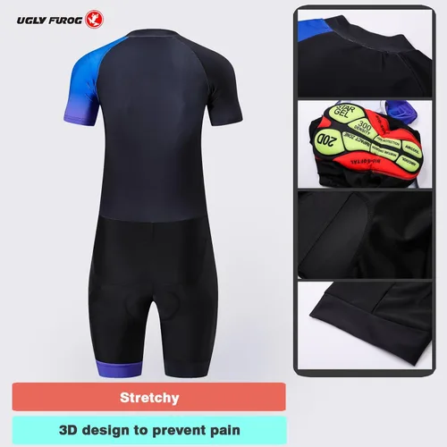 Vista 4 de UGLY FROG Traje de triatlón para hombre de manga corta Jersey de piernas cortas Skinsuit Tri Kit Ciclismo Skinsuit Team Bike Ropa