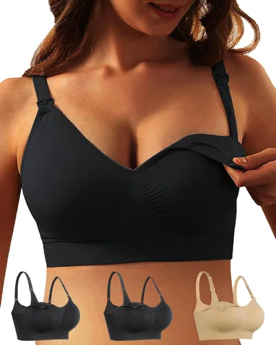 Vista 6 de iloveSIA Nursing Bras for Mom Breastfeeding, Seamless Supportive Sleep Bra for Maternity Postpartum S-2XL 3Pack
