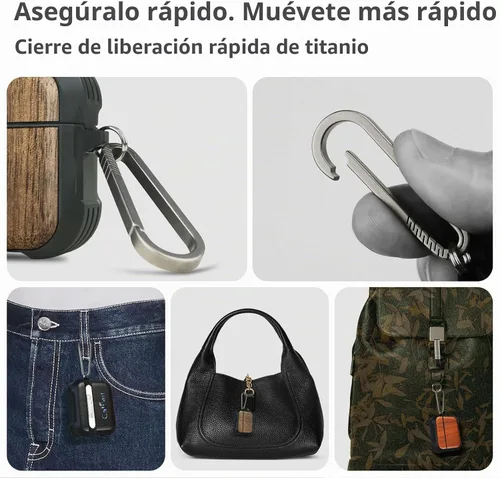 Vista 7 de Carveit - Funda de madera maciza para AirPods Pro 3, bandera estadounidense, color negro