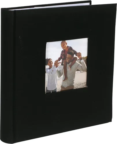 Vista 2 de Malden International Designs 7130-26 - Álbum de fotos horizontal de tela negra de 4 x 6 pulgadas, 2 pulgadas, encuadernado, para escritura, tapa