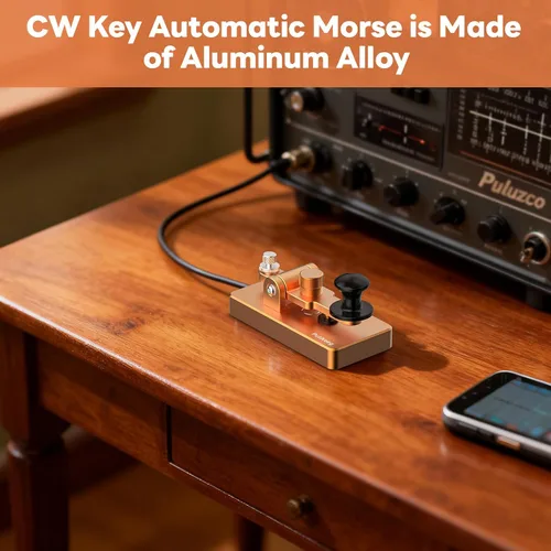 Vista 6 de Putikeeg Clásico Morse Mini Código Clave Morse Código Paleta Llave Aleación de Aluminio Mini-Key Morse CW Llave Portátil Morse Práctica Clave Oro