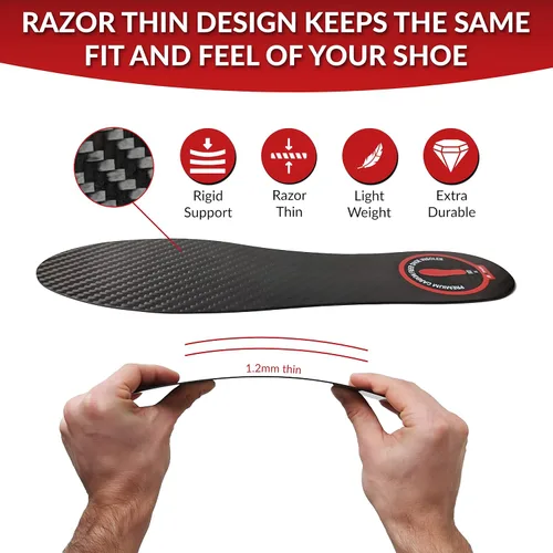 Vista 2 de Plantilla de fibra de carbono para hombres y mujeres, inserto de placa de pie de fibra de carbono, inserto de zapato de fibra de carbono