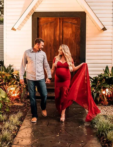 Vista 7 de ORQ Vestido de gasa de maternidad con hombros descubiertos para accesorios de fotos, vestido maxi de fotografía para sesión de fotos