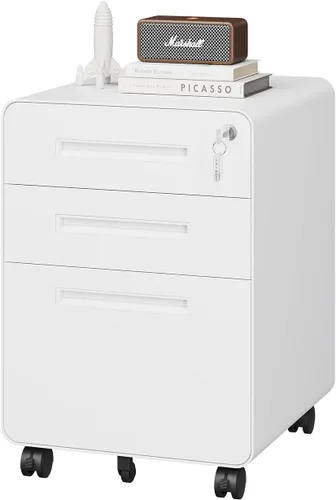 Vista 11 de PEUKC Archivador de 2 cajones con cerradura, archivador de metal debajo del escritorio para tamaño carta/legal/A4 para oficina en casa, archivadores