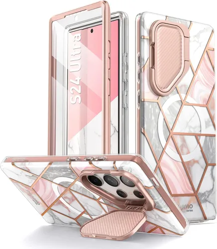Vista 9 de i-Blason Cosmo - Funda para Samsung Galaxy S24 Ultra con soporte para cámara, [compatible con MagSafe] Elegante funda completa 360 con protector