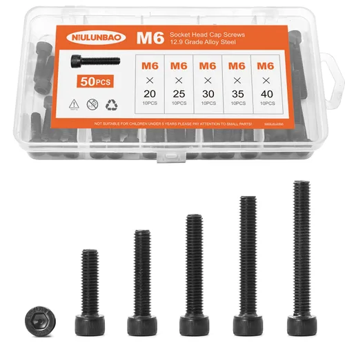 Vista 10 de Tornillos de cabeza hexagonal M3 x 4 mm, 6 mm, 8 mm, 10 mm, 12 mm, pernos de acero de aleación de grado 12.9, acabado de óxido negro, unidad