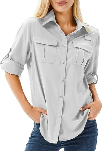 Vista 23 de Camiseta de Manga Larga para Mujer con Protección Solar UPF 50 para Safari, Pesca, Senderismo