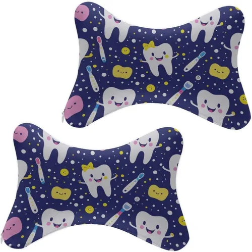 Vista 13 de Supdreamc Lindo patrón dental amarillo para asiento de coche, almohada cervical almohada cervical alivio del dolor de cuello y hombro, cojín