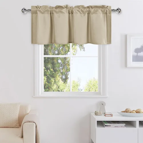 Vista 12 de DWCN Cortinas de Cenefa para Sala de Estar, Cocina, Baño/Sótano - Aqua Sólido, 1 Panel, 42 x 12 Pulgadas, Oscurecimiento de Habitación Solid Short