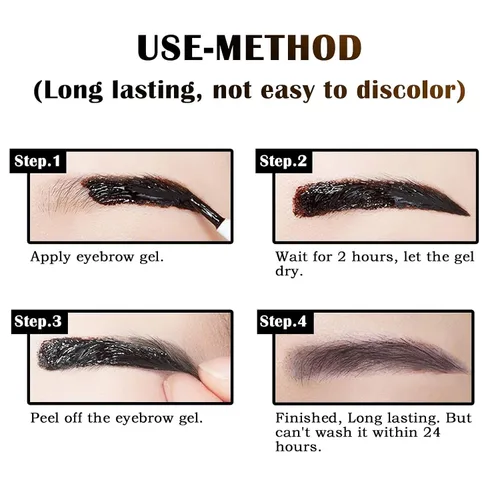 Vista 6 de 2 piezas de gel de cejas tipo tatuaje, tinte elegante natural, gel de cejas de larga duración, impermeable, tatuaje de cejas, tinte de cejas