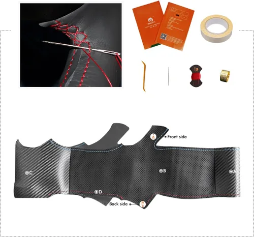 Vista 4 de MEWANT Funda para volante de automóvil para Mazda 3 2014-2016 Mazda 6 2014-2016 Mazda 2 2015-2017 CX-3 2016-2017 CX-5 2013-2016 para Scion iA 2016