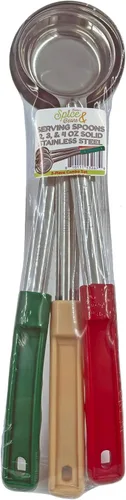 Vista 10 de Cucharas de servicio con control de porciones de acero inoxidable Paquetes combinados (1oz, 2oz, 3oz sólido)