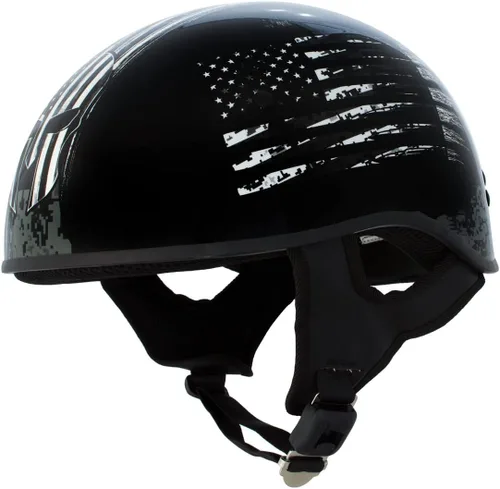 Vista 11 de Hot Leathers Avanzado Moto DOT Skull Cap Classic Half Cascos Biker HLD HLT