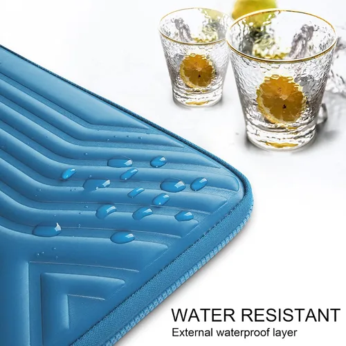 Vista 5 de DOMISO Funda para laptop de 14 pulgadas resistente a golpes e impermeable con asa, ligera, suave, EVA, estuche para tablet para laptops de Azul