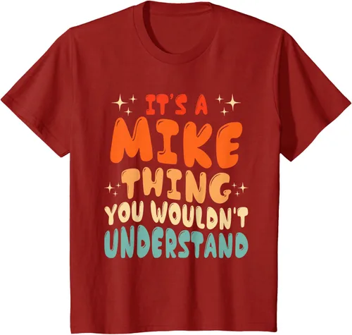 Vista 62 de Camiseta retro de los años 80 con texto en inglés "It's A Mike Thing You Wouldn't Understand", Negro